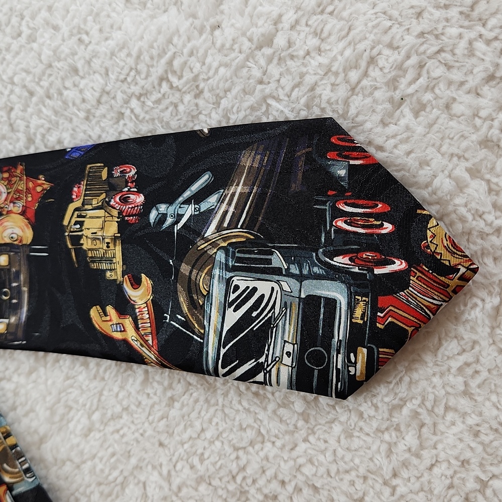 FLORENCE & K vintage silk tie with big rig, dump truck and wrench. So much fun!